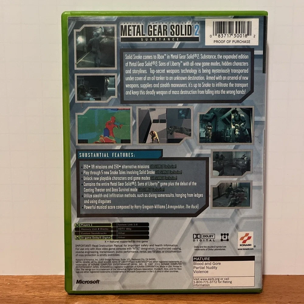 Metal Gear Solid 2: Substance Xbox Video Game Complete With Manual EUC‎
